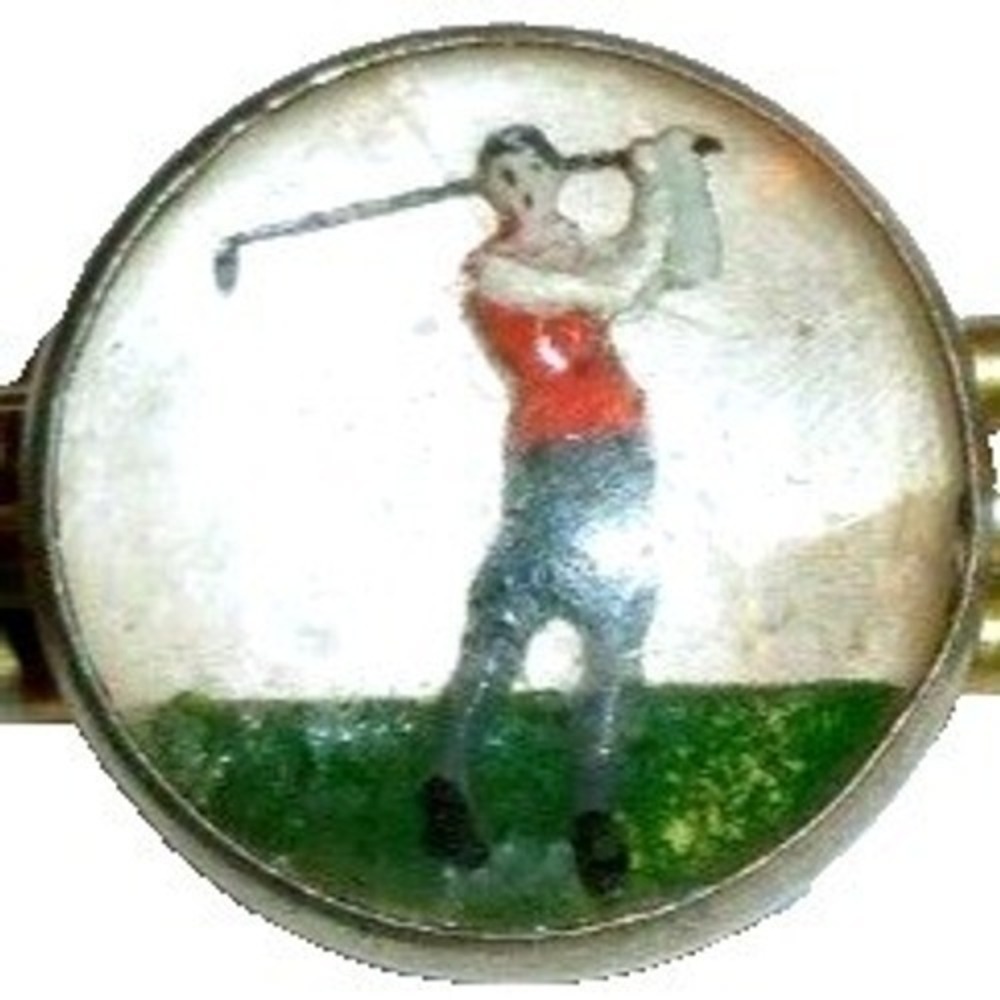 Vintage Swank Golfer Tie Clip Gold Tone Geometric Diamond Retro Mens Accessory